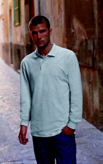 Ash grey long sleeve polo